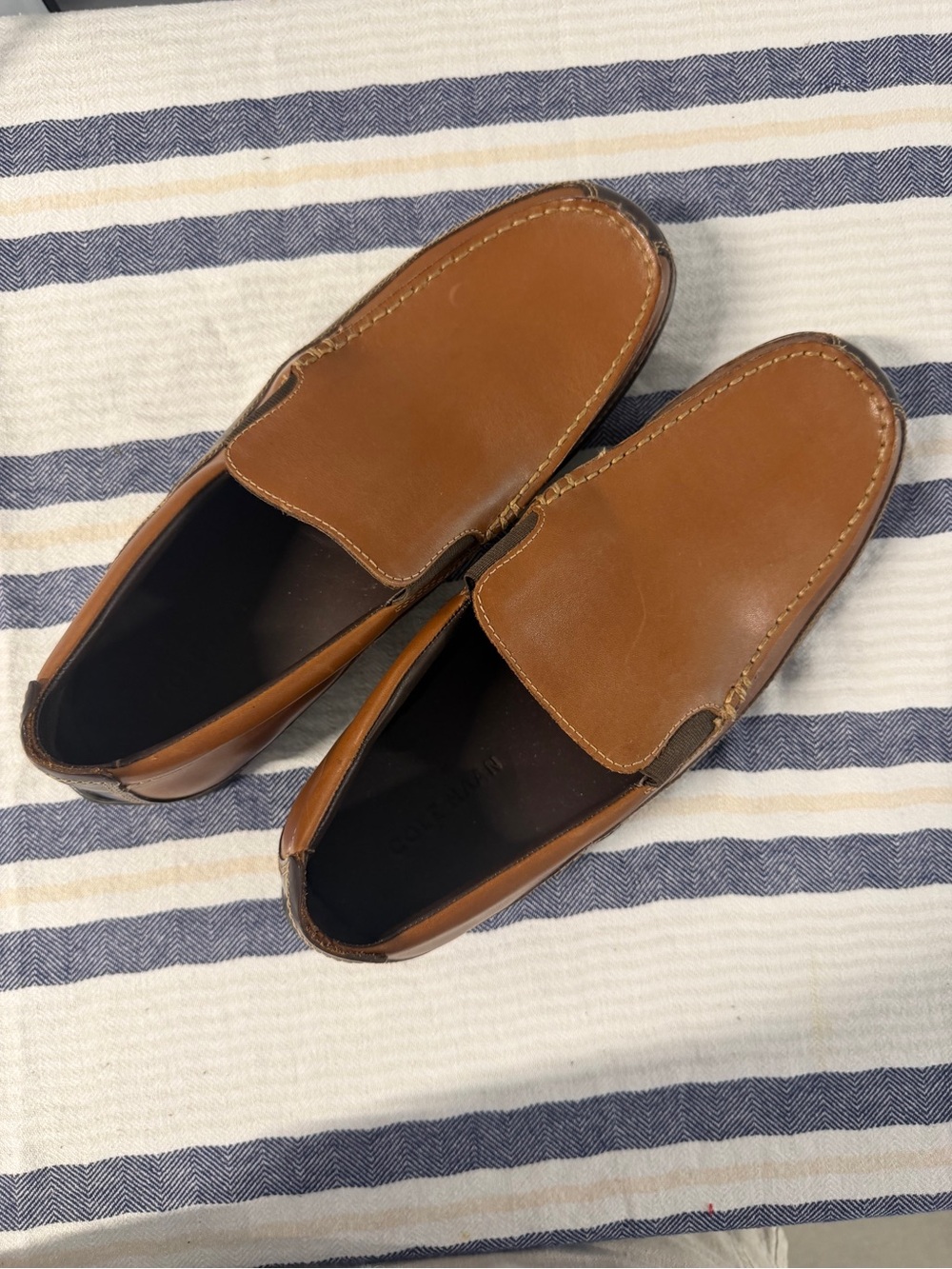 Cole Haan Mens 9W Brown Leather Slip On Loafers Driving Shoes